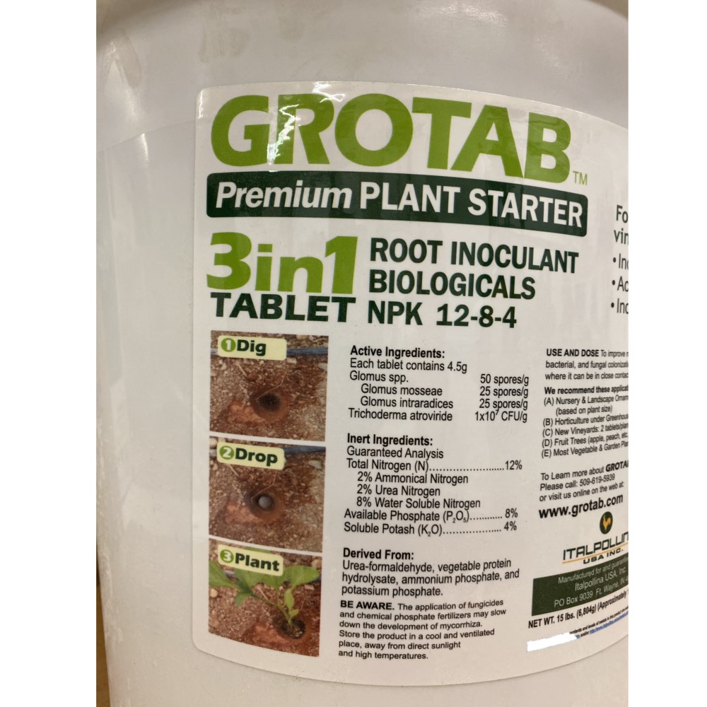GROTAB Premium Plant Starter      NPK 12-8-4. 1500 Tablets